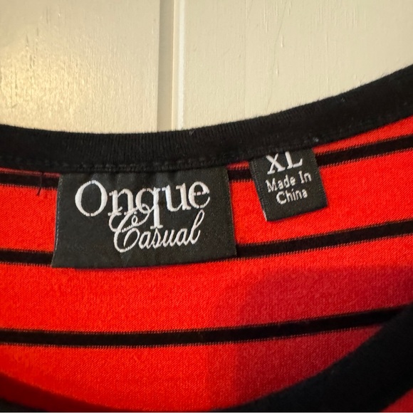 Vintage Onque Casuals Womens Size XL Striped 3/4 Sleeve Long Shirt T-Shirt - Picture 3 of 7